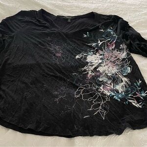 Black Floral Long Sleeve Top